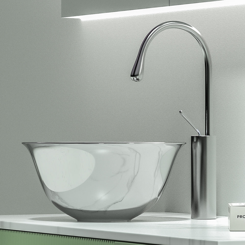 basin sink vessel faucets bathroom matte green ceramic freestanding art wash pedestal-Fanwin